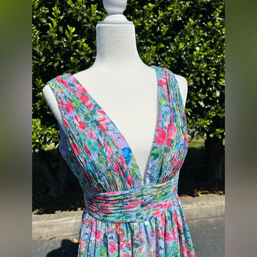 AIDAN BY AIDAN MATTOX Pleated Chiffon Print Dress NWT - Picture 4 of 12